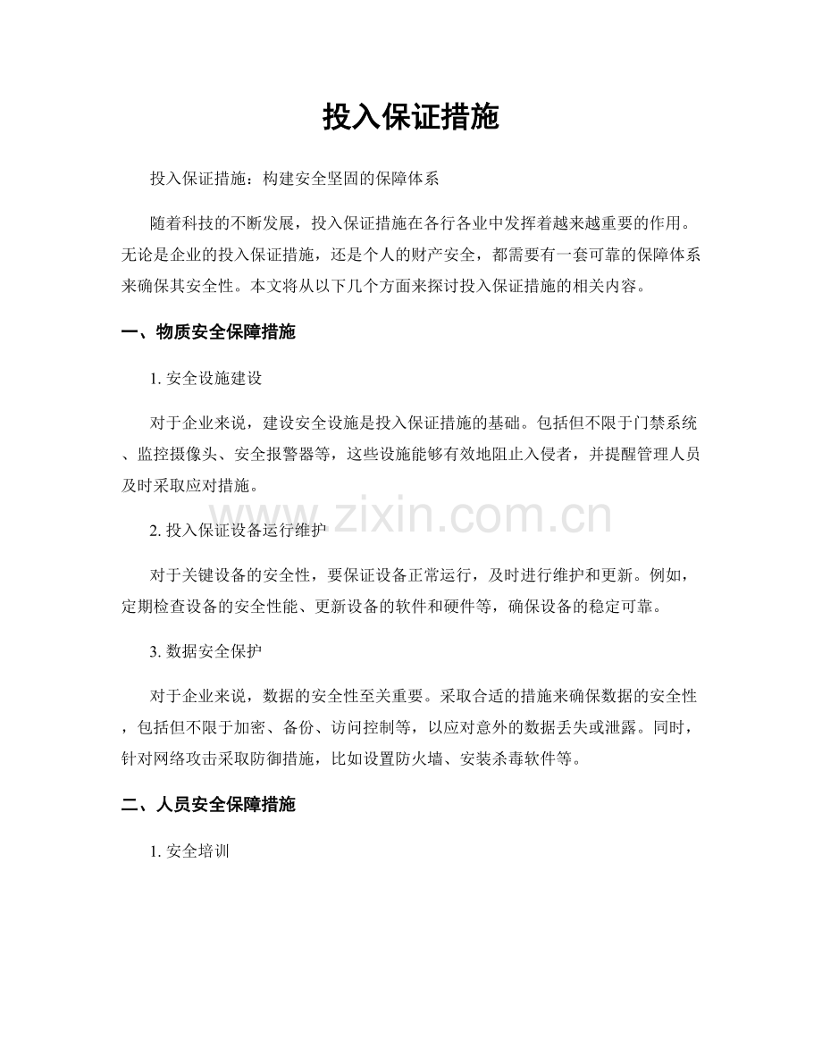 投入保证措施.docx_第1页