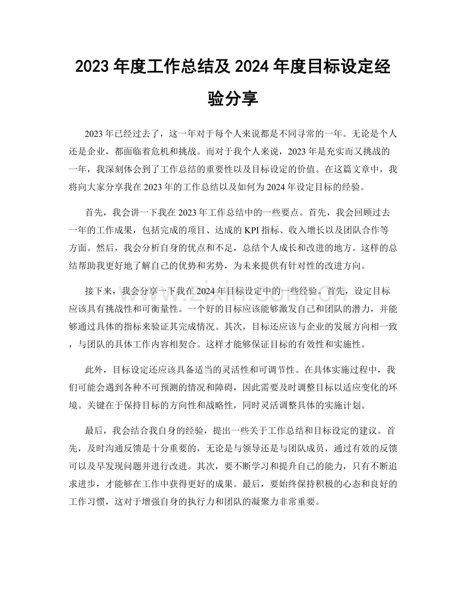 2023年度工作总结及2024年度目标设定经验分享.docx_第1页