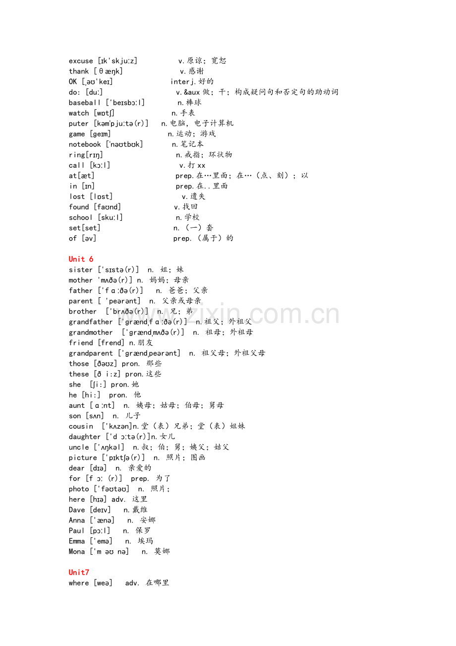 鲁教版六年级(初一)上下册英语单词(分单元带音标词义).doc_第3页