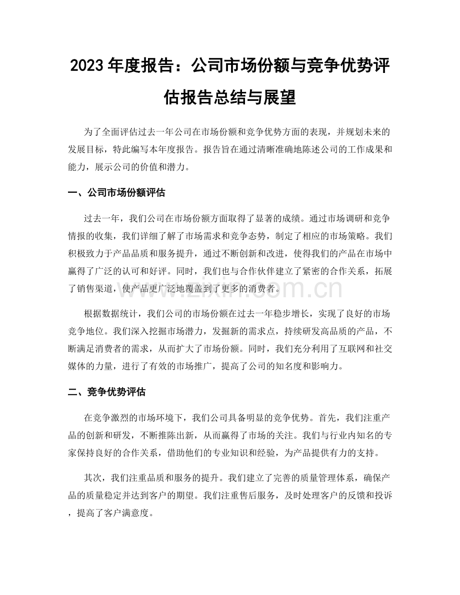 2023年度报告：公司市场份额与竞争优势评估报告总结与展望.docx_第1页