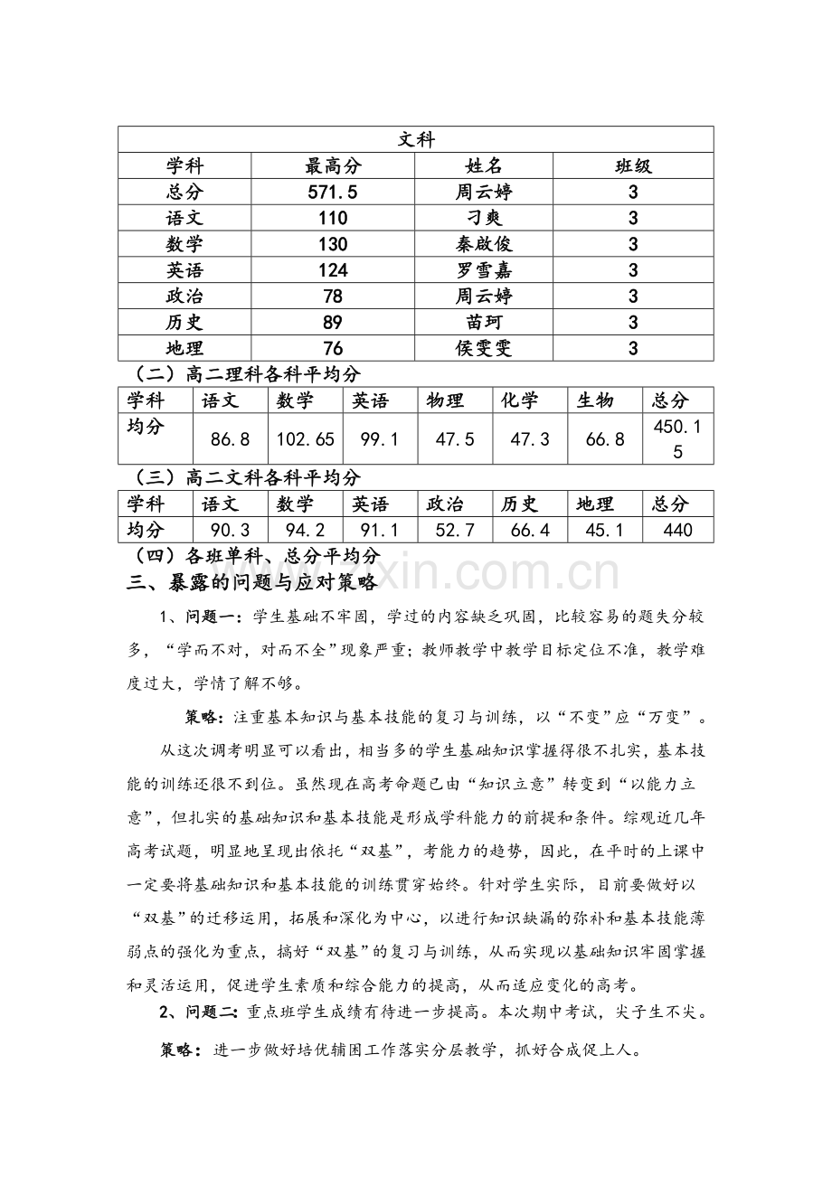 高二年级期末考试质量分析.doc_第2页