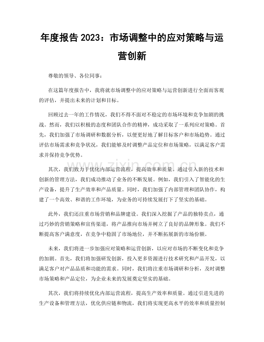 年度报告2023：市场调整中的应对策略与运营创新.docx_第1页