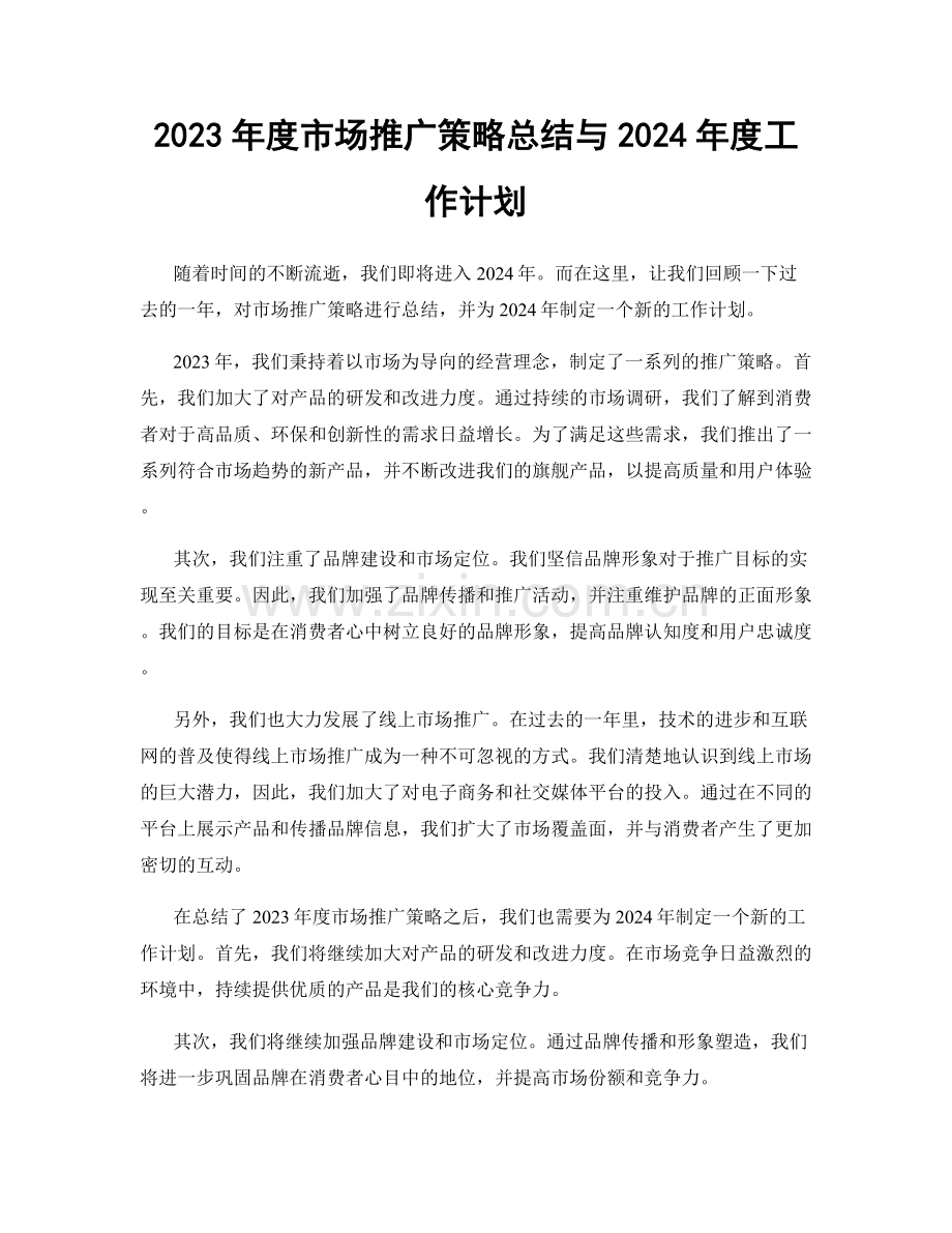 2023年度市场推广策略总结与2024年度工作计划.docx_第1页