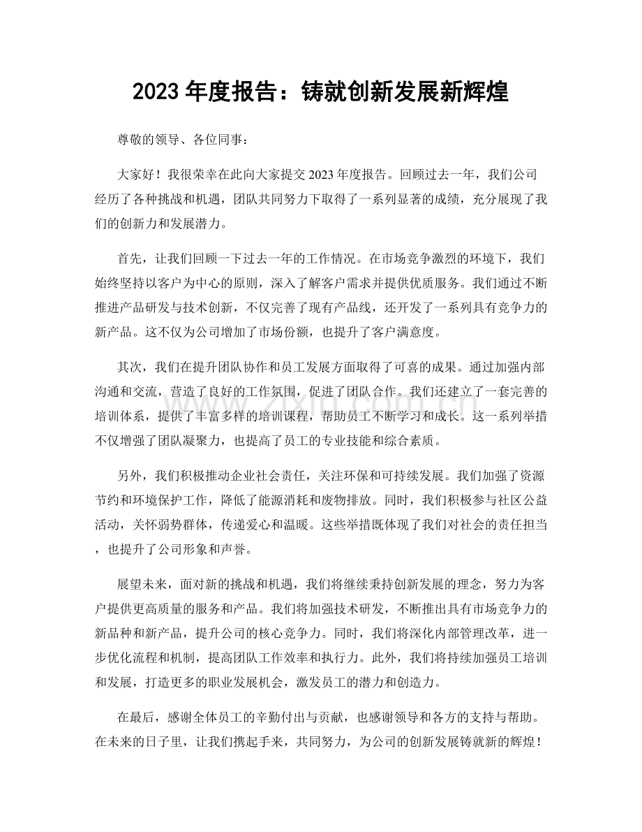 2023年度报告：铸就创新发展新辉煌.docx_第1页