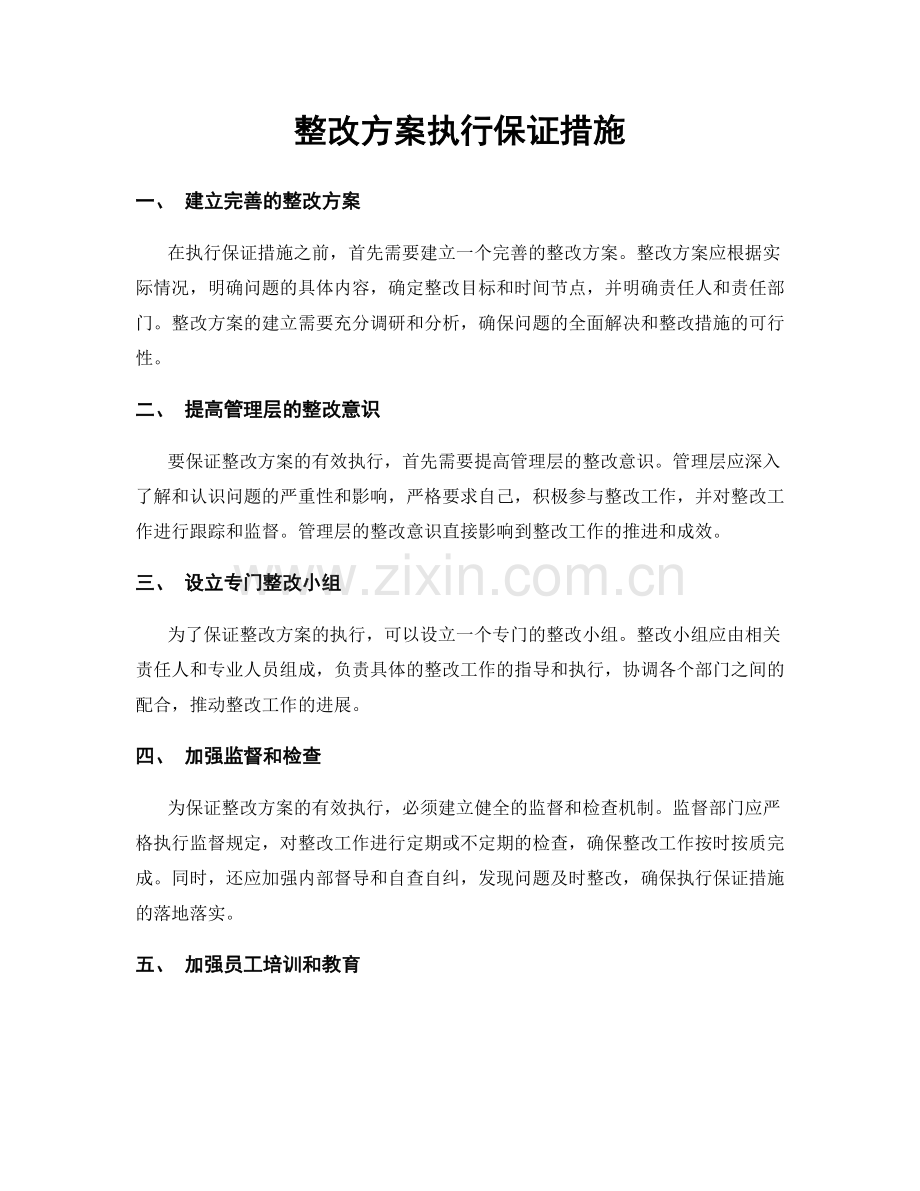 整改方案执行保证措施.docx_第1页