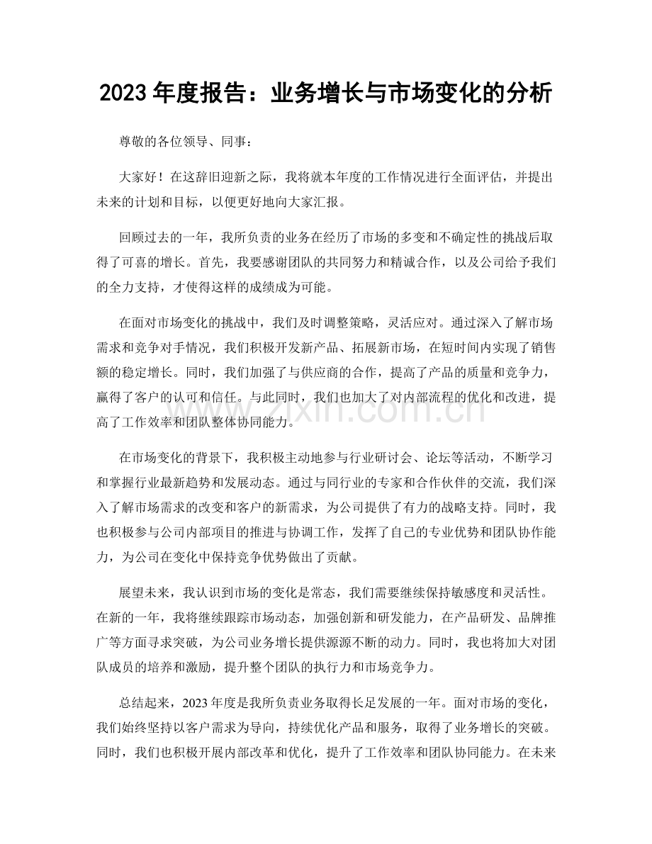 2023年度报告：业务增长与市场变化的分析.docx_第1页