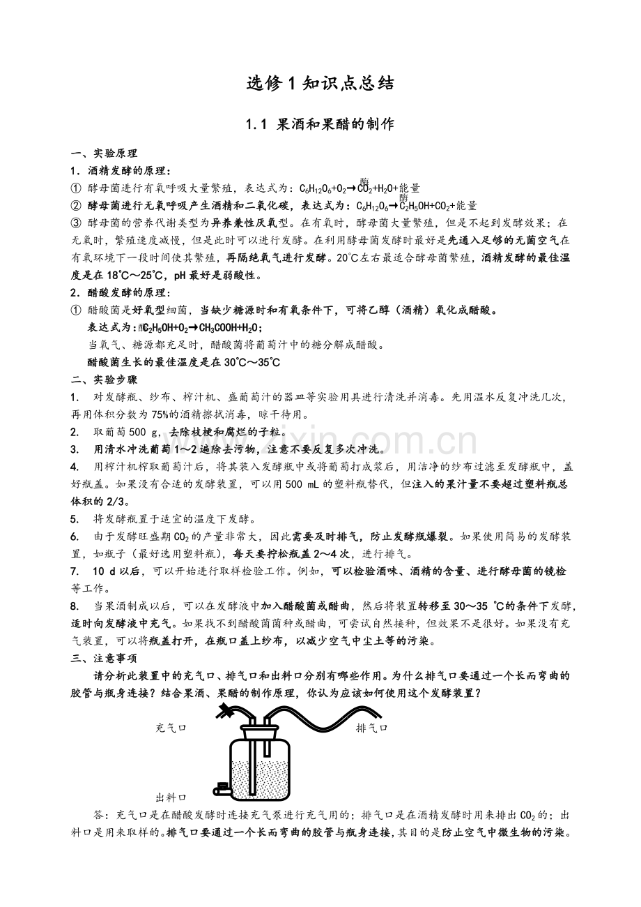 高中生物人教版选修1[人教版]知识点总结.doc_第1页