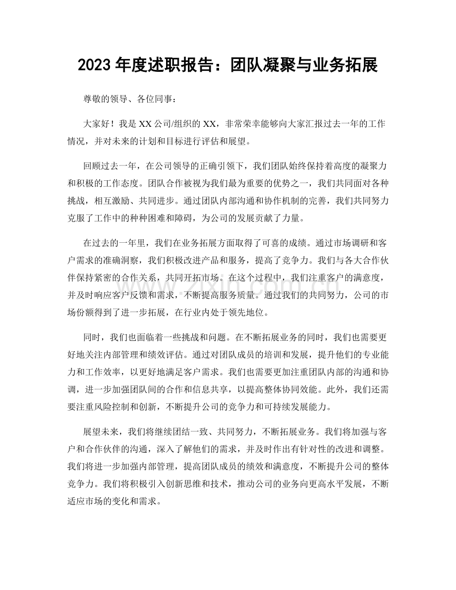 2023年度述职报告：团队凝聚与业务拓展.docx_第1页