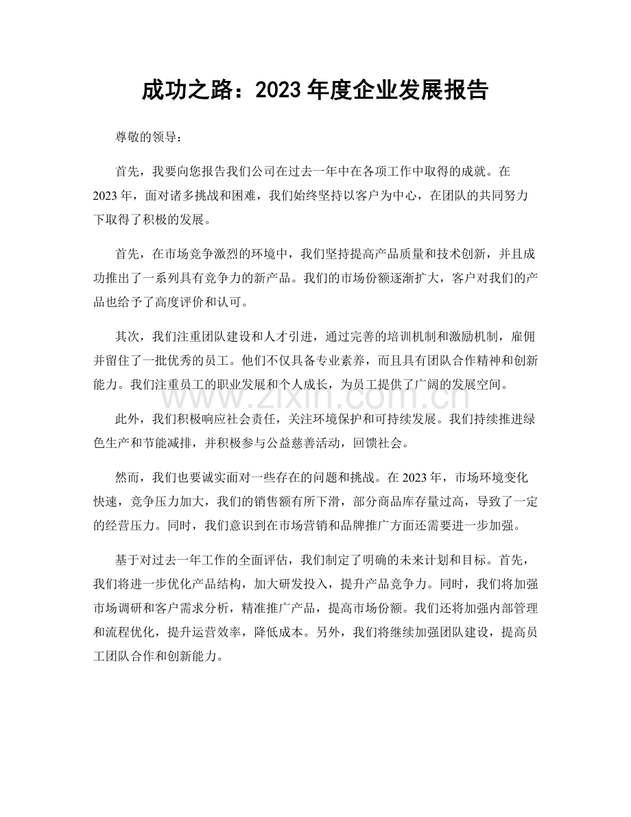 成功之路：2023年度企业发展报告.docx_第1页