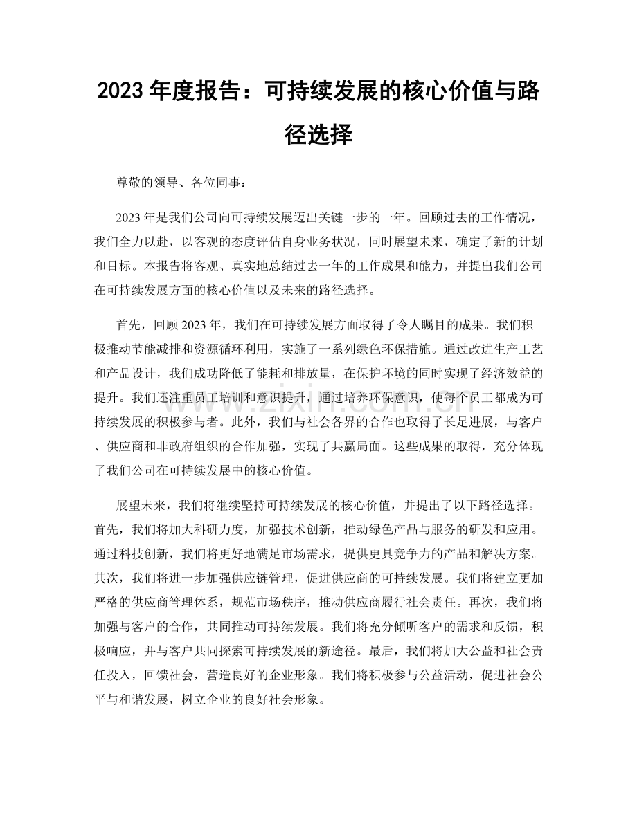 2023年度报告：可持续发展的核心价值与路径选择.docx_第1页