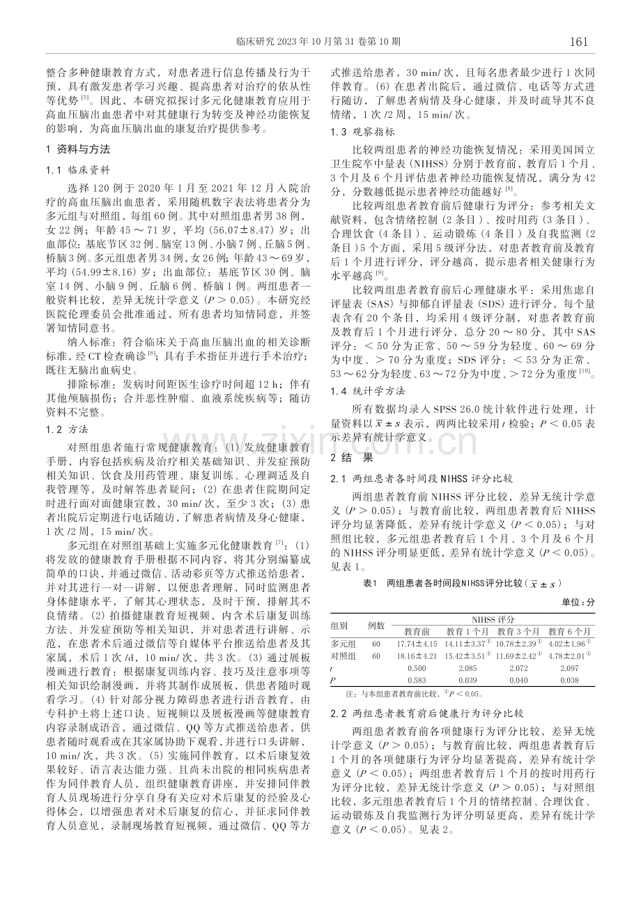 多元化健康教育对高血压脑出血患者的影响.pdf_第2页