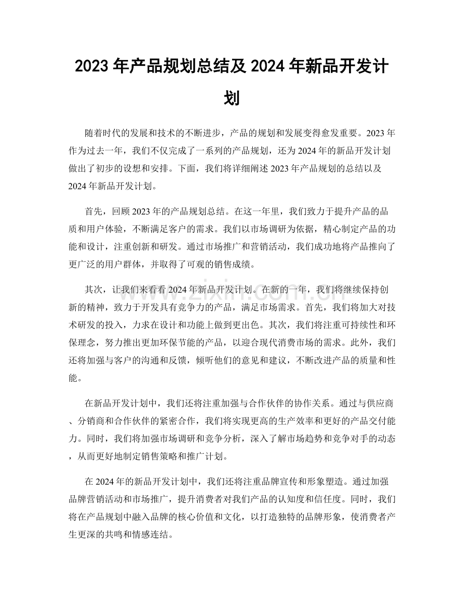 2023年产品规划总结及2024年新品开发计划.docx_第1页