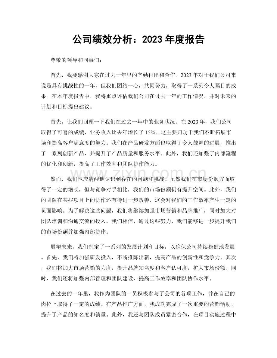 公司绩效分析：2023年度报告.docx_第1页