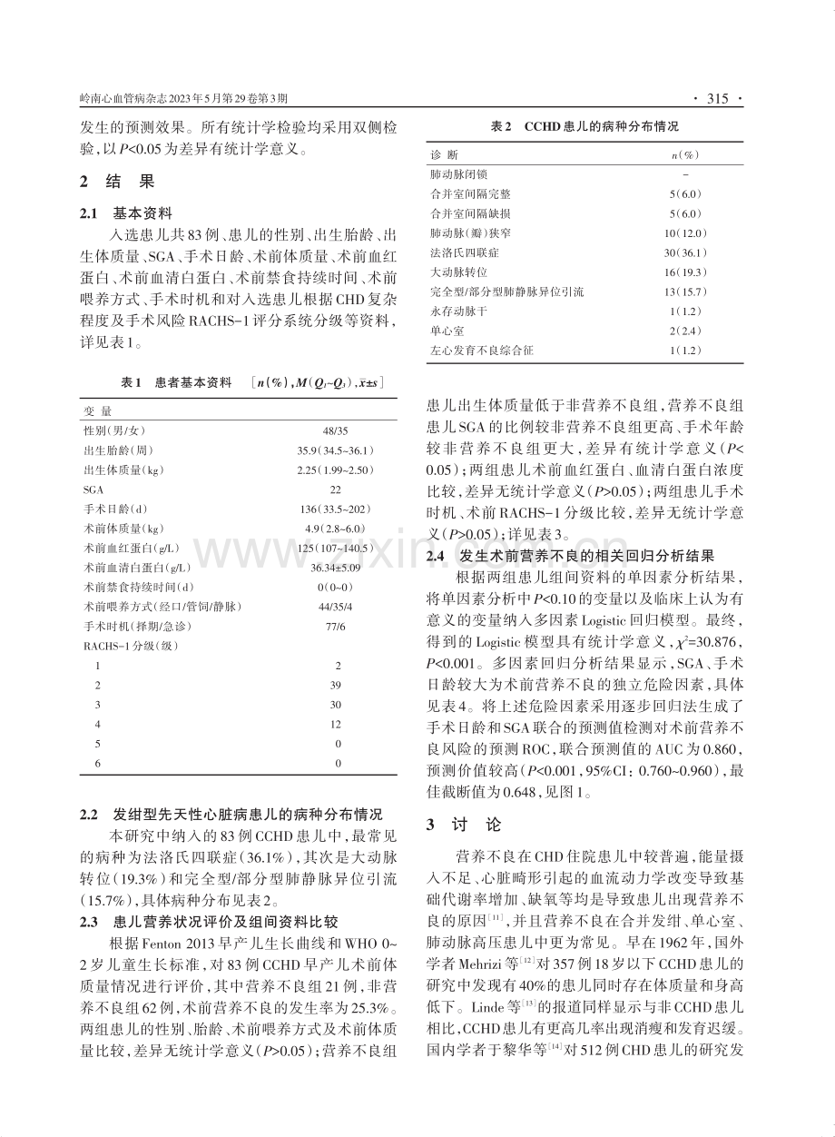 发绀型先天性心脏病早产儿术前营养不良的危险因素分析.pdf_第3页