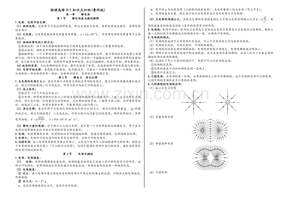 高中物理选修3-1知识点归纳(鲁科版).doc_第1页