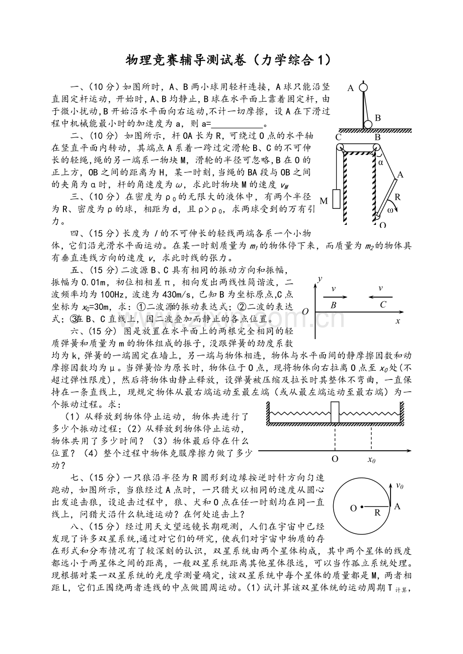 高中物理力学综合试题及答案.doc_第1页