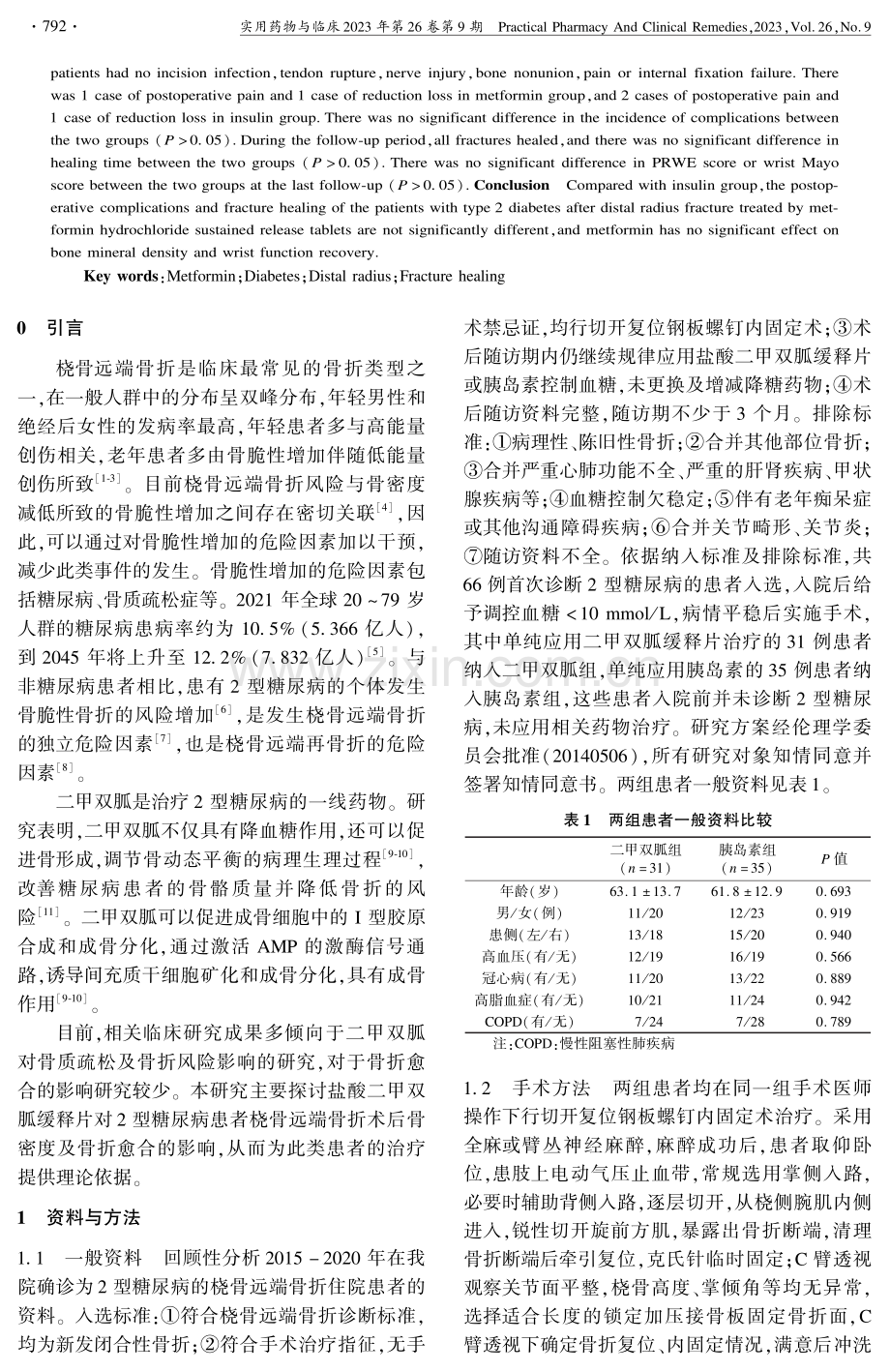 二甲双胍对2型糖尿病患者桡骨远端骨折愈合的影响.pdf_第2页