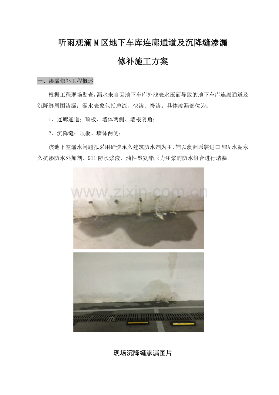 防水渗漏修补施工方案.doc_第1页