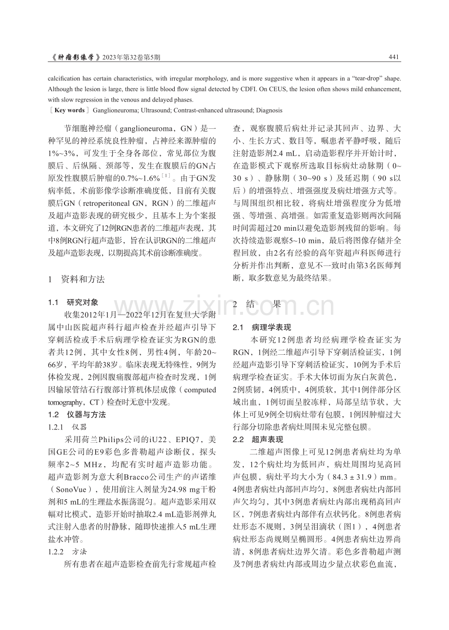 二维超声及超声造影在腹膜后节细胞神经瘤诊断中的价值.pdf_第2页