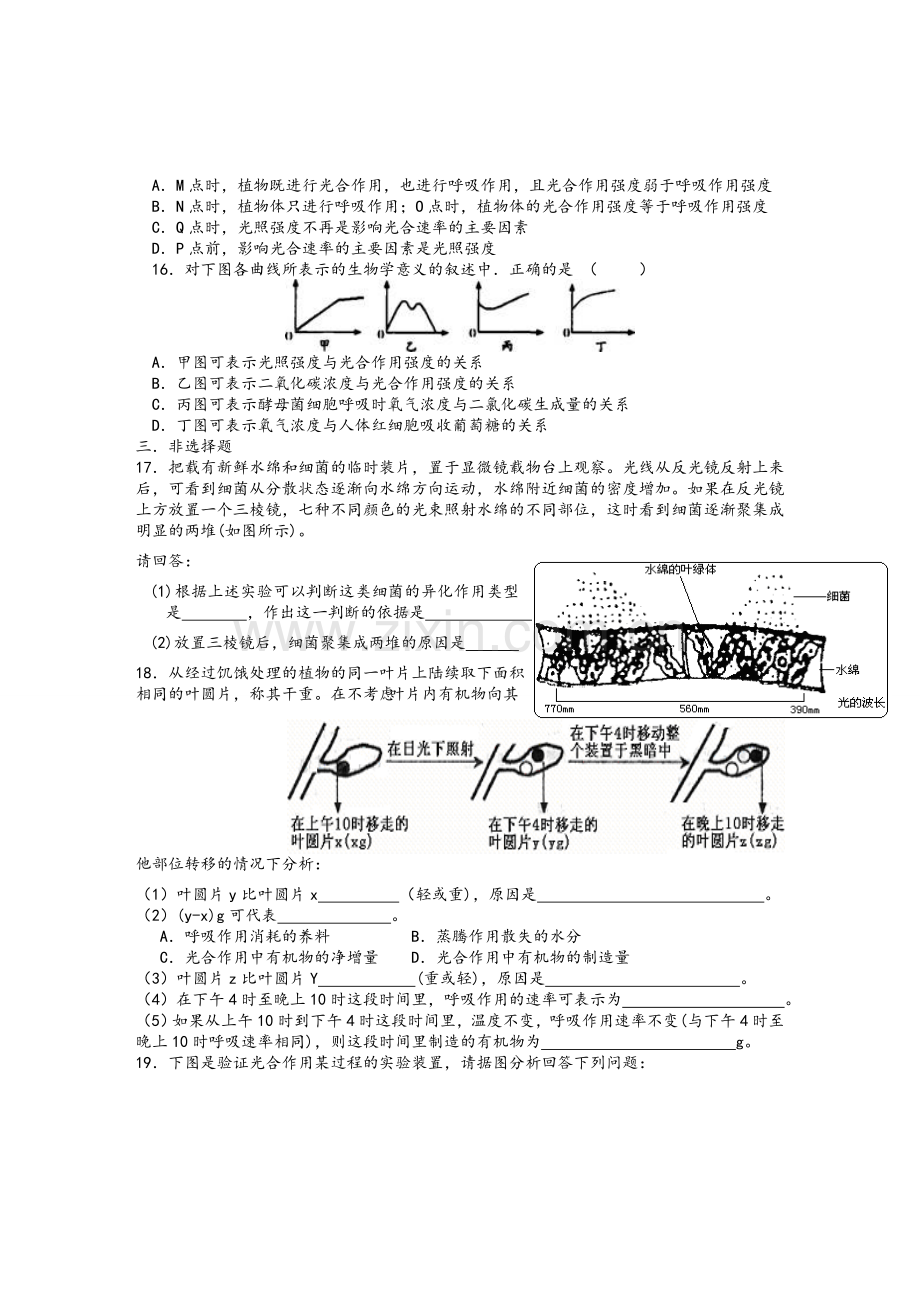 高三生物光合作用练习题及答案.doc_第3页