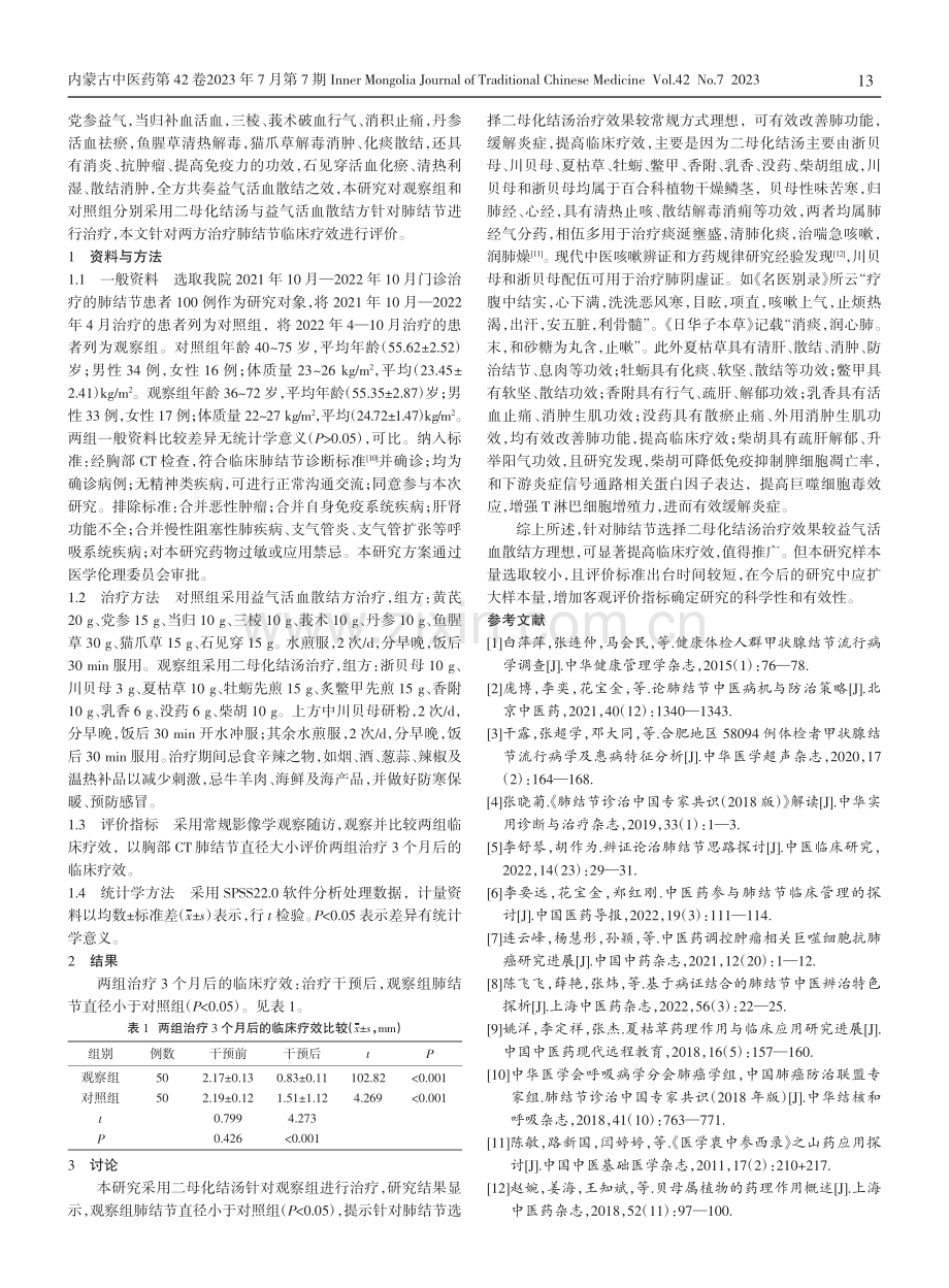 二母化结汤治疗肺结节的临床疗效.pdf_第2页