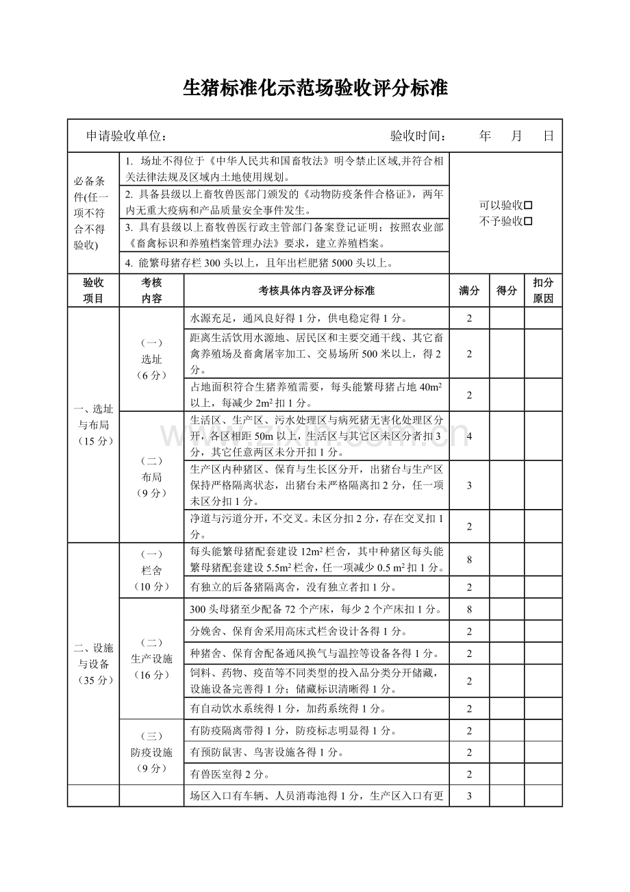 各畜种标准化验收评分标准.doc_第1页