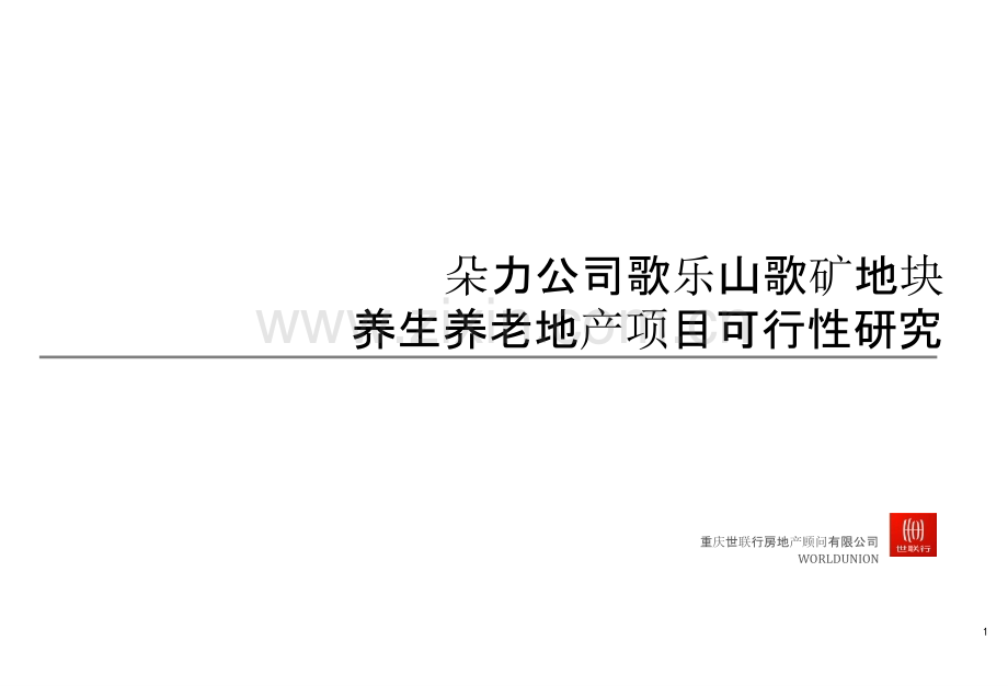 朵力公司歌乐山歌矿地块康养养老地产项目可行性研究.pptx_第1页