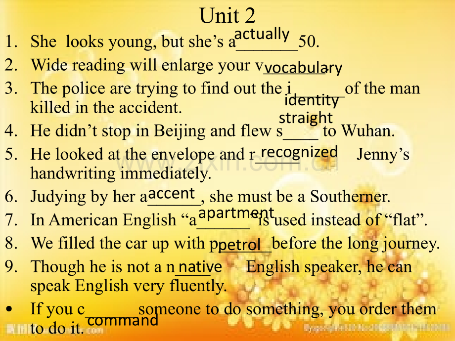 高一英语必修一-Unit1---Unit5-单词拼写(含答案).ppt_第3页
