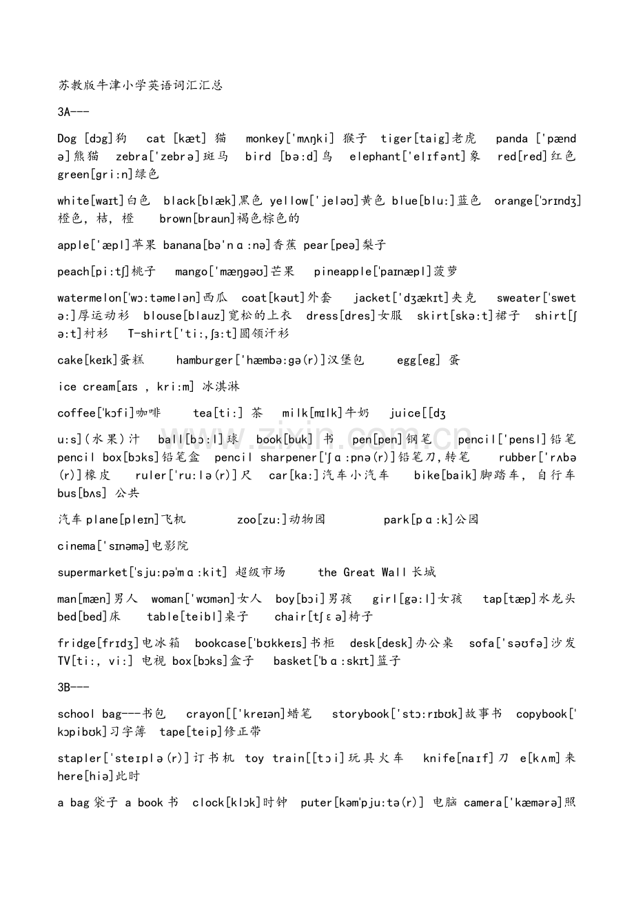 苏教版牛津小学英语词汇汇总(带音标).doc_第1页