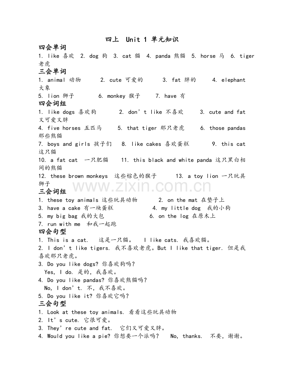 苏教版四上英语各单元知识点汇总.doc_第1页