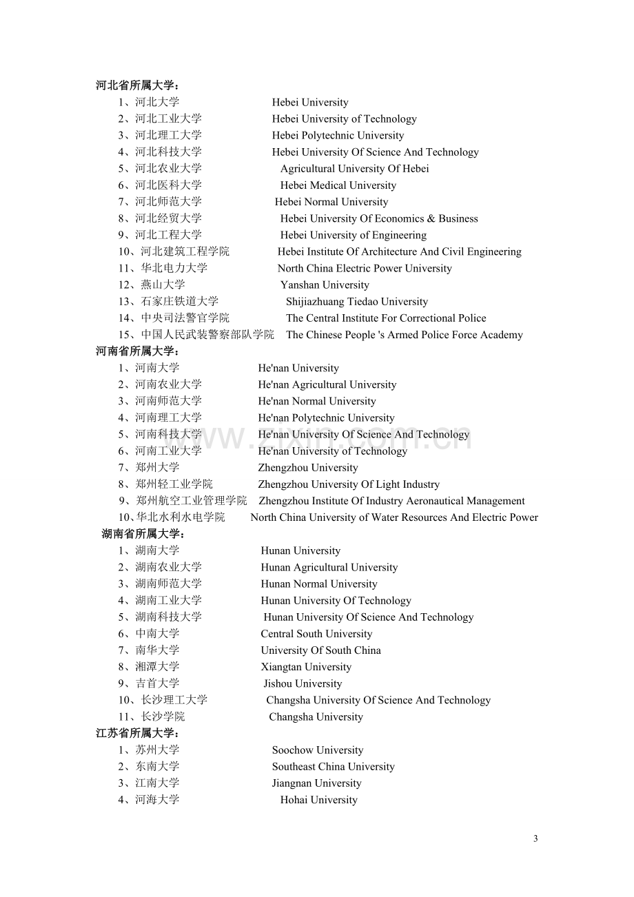 全国高校大学名称中英文对照.doc_第3页