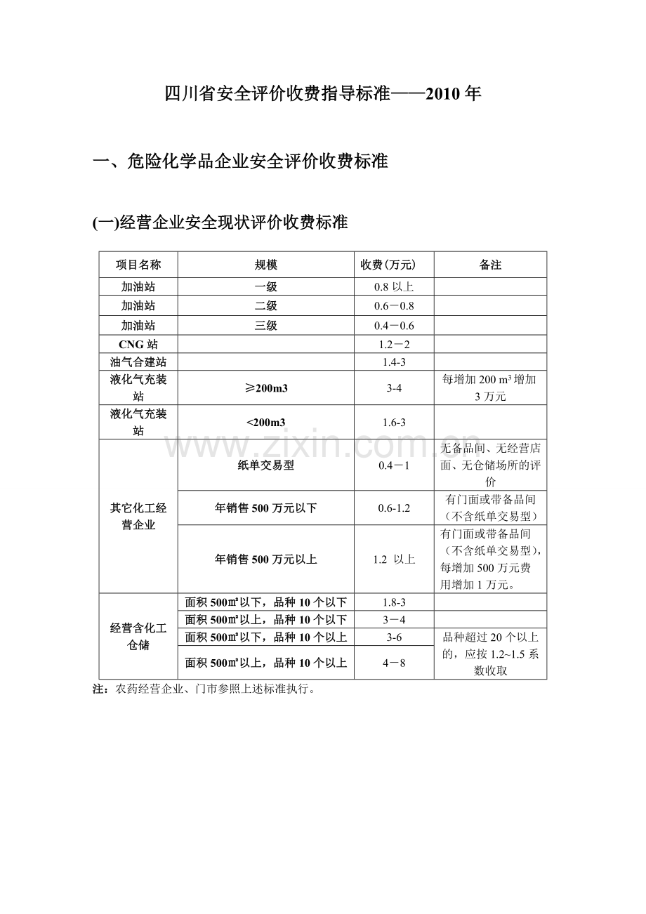 四川省安全评价收费指导标准.doc_第1页