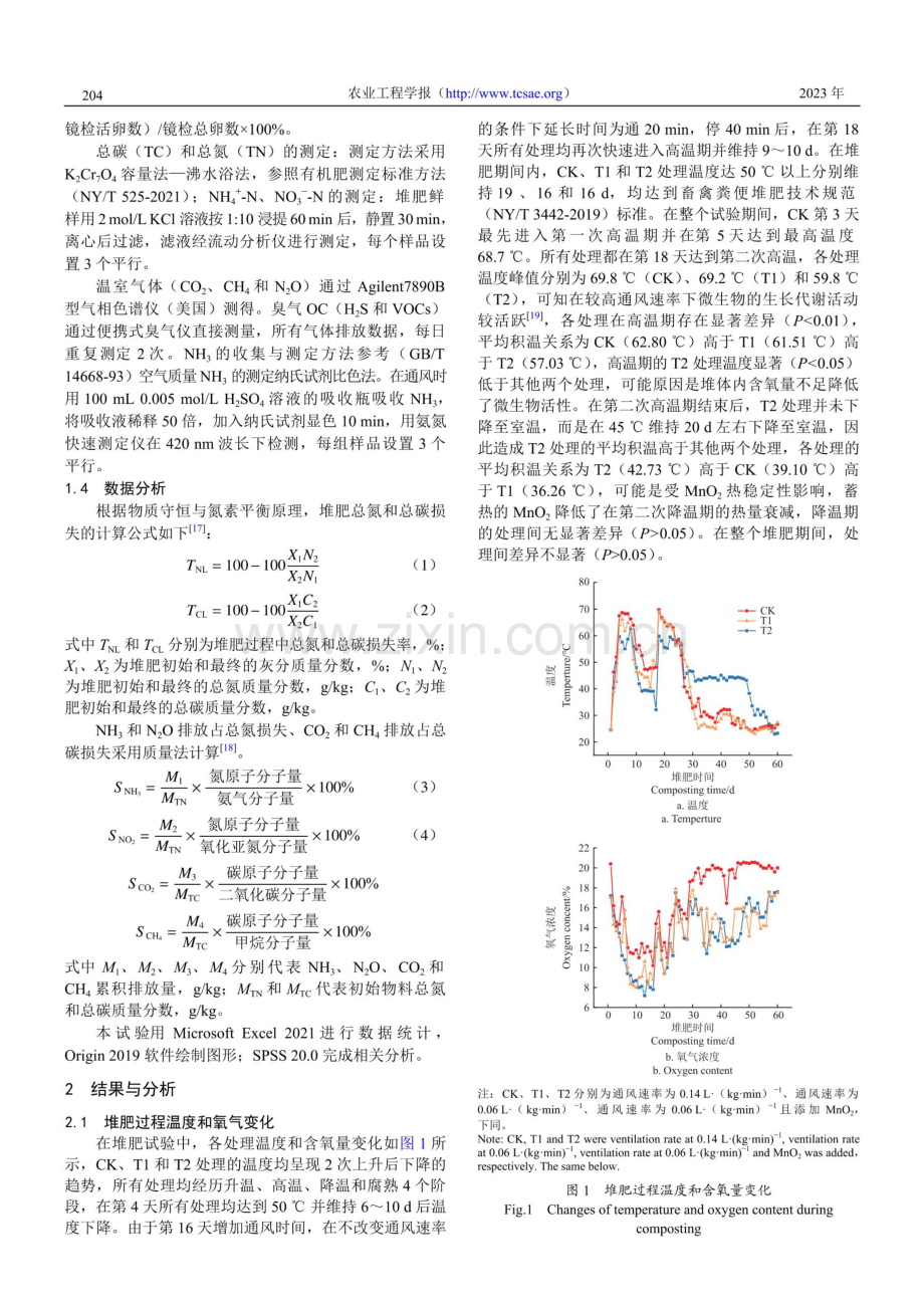 二氧化锰对微好氧堆肥腐熟、温室气体及臭气排放的影响.pdf_第3页