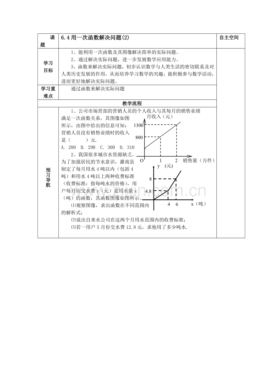 64用一次函数解决问题2学案.doc_第1页