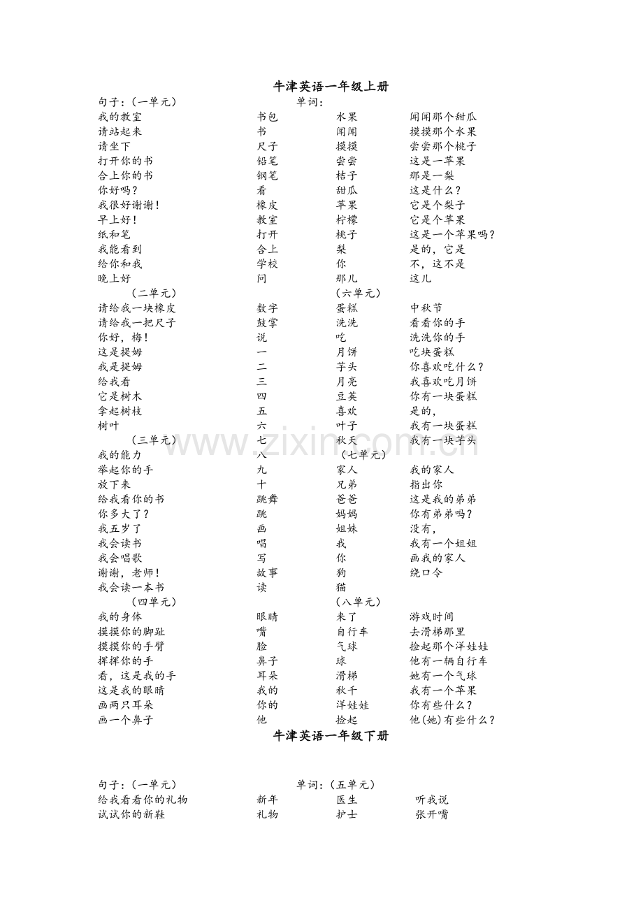 牛津英语一年级上册.doc_第1页