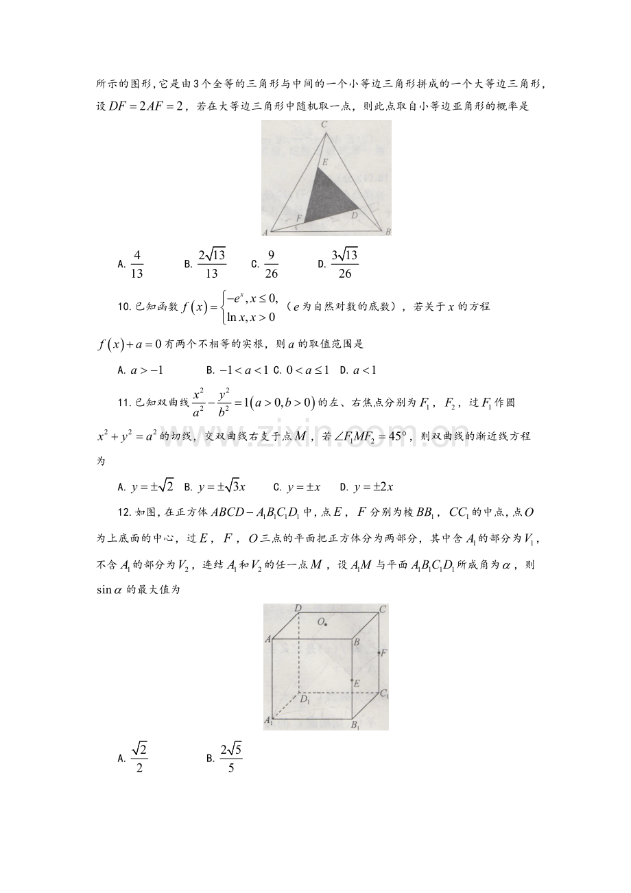 河北衡水中学2019届全国高三数学第一次摸底联考.doc_第3页