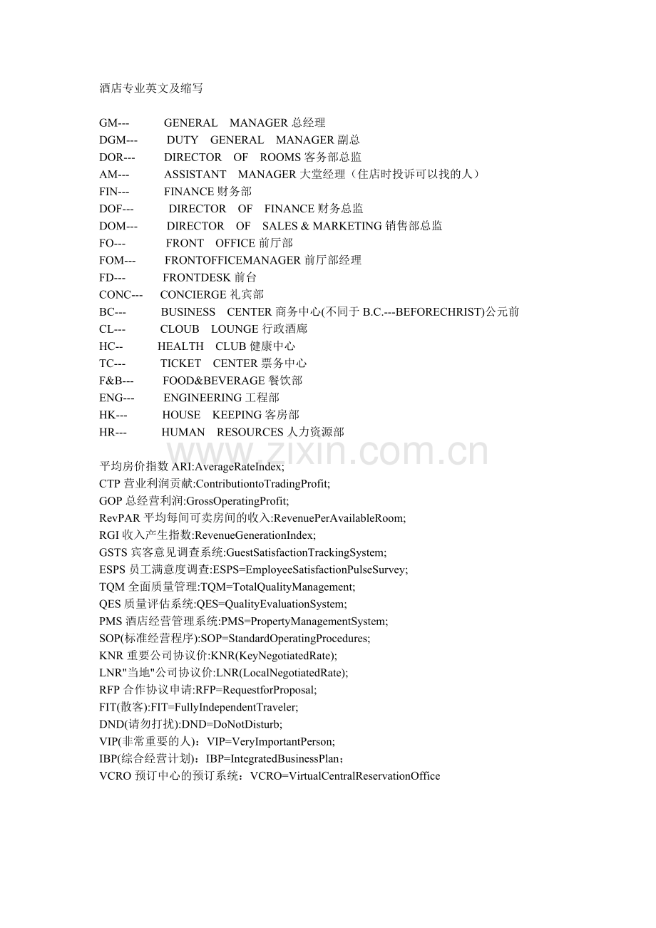 精选酒店专业英语词汇.doc_第1页