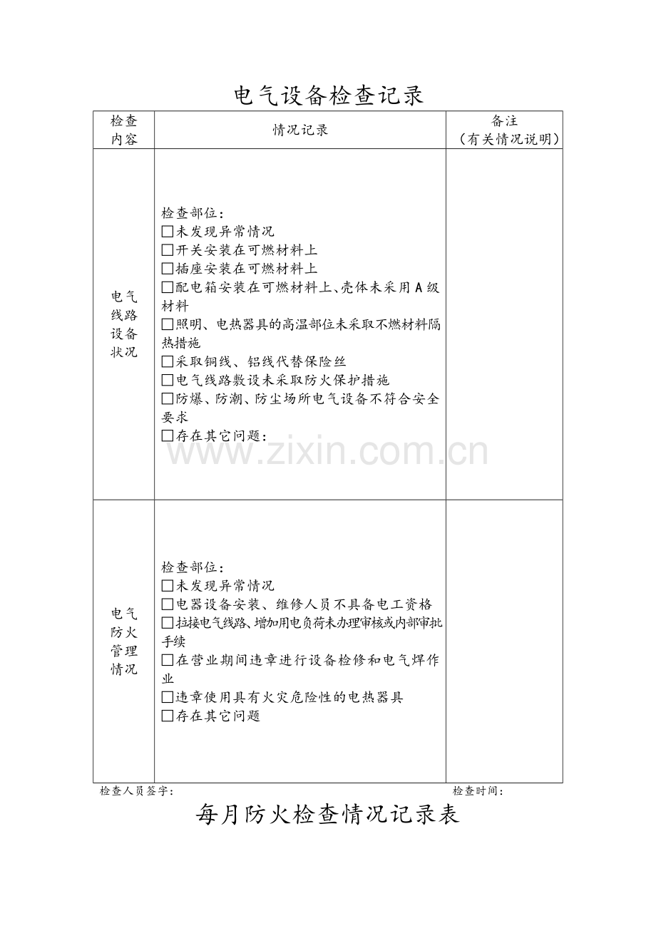 电气设备检查记录.doc_第1页