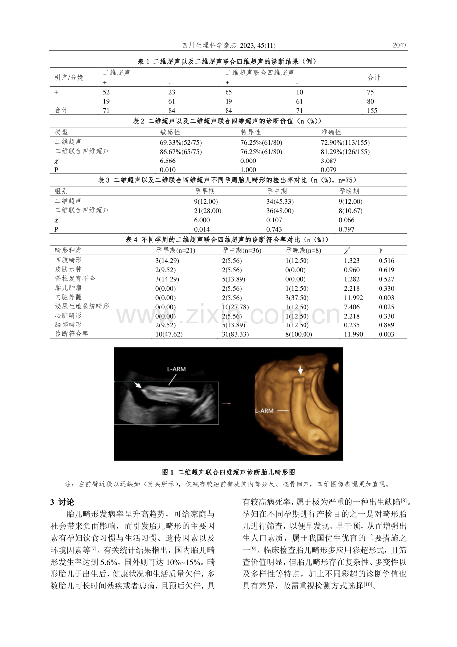 二维联合四维超声筛查不同孕周胎儿畸形的价值.pdf_第3页