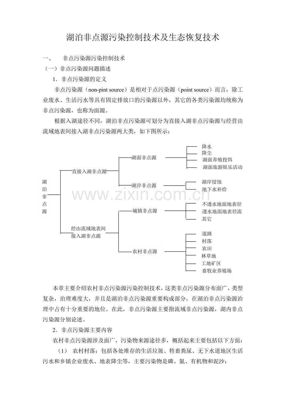 湖泊非点源污染控制技术及生态恢复技术.docx_第1页