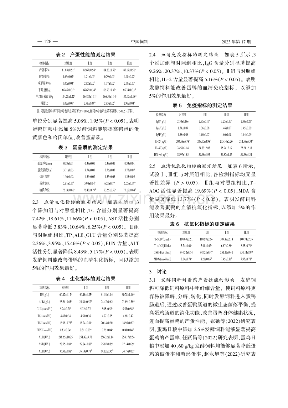 发酵饲料对蛋鸭产蛋性能、蛋品质、血清生化指标、抗氧化指标和免疫指标的影响.pdf_第3页