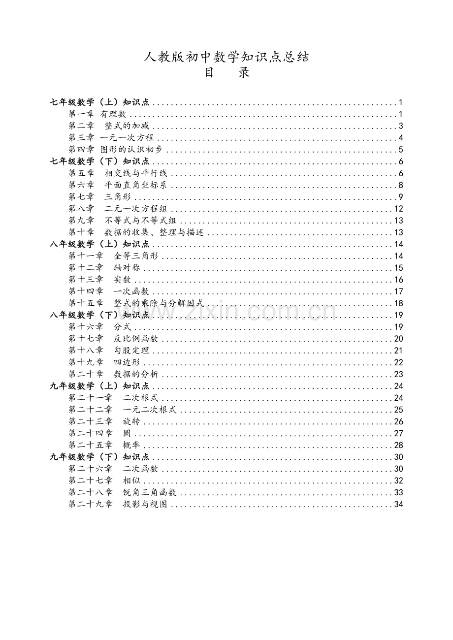 精华—初中数学知识点总结(人教版).doc_第1页