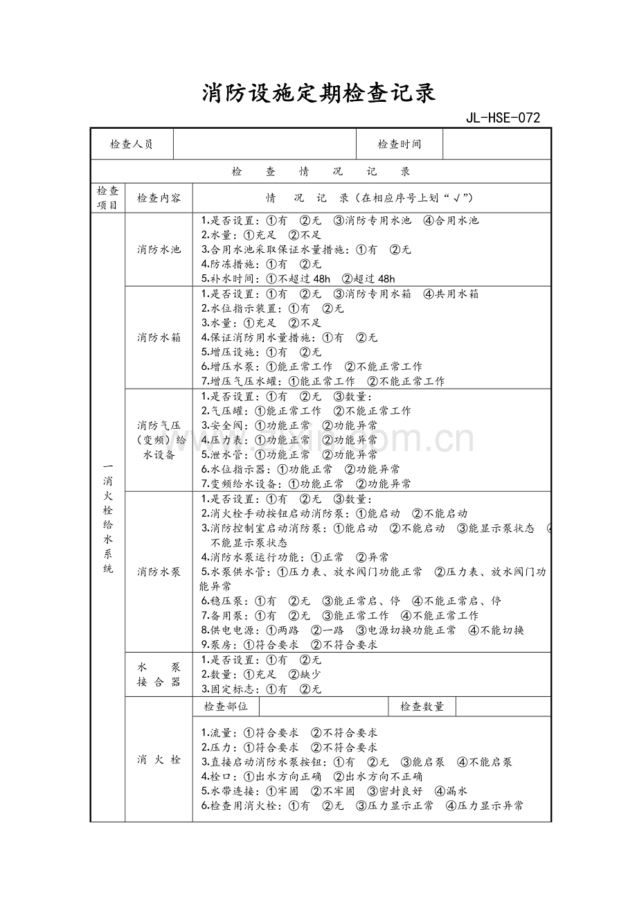 消防设施检查记录表.doc_第1页