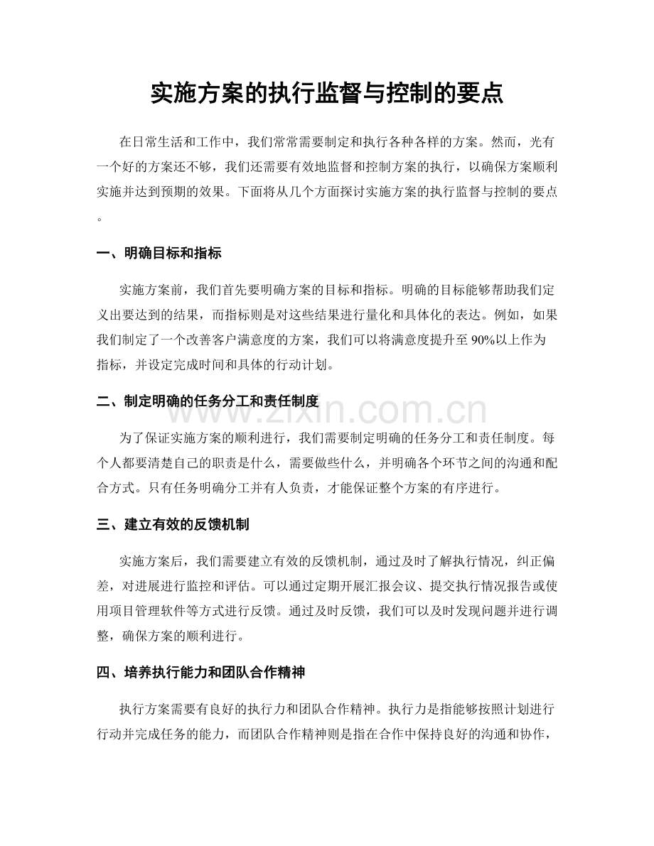 实施方案的执行监督与控制的要点.docx_第1页