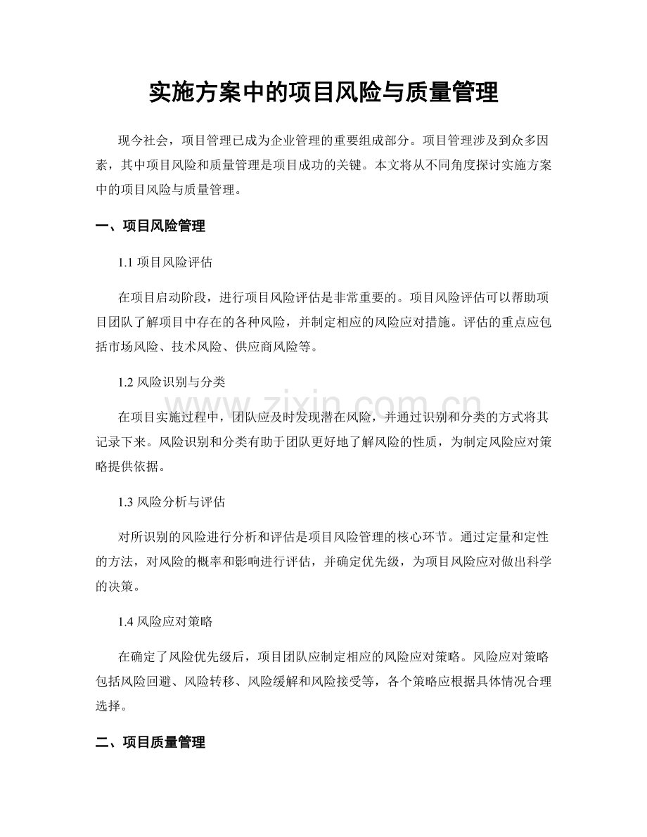 实施方案中的项目风险与质量管理.docx_第1页