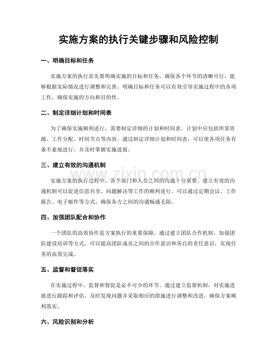 实施方案的执行关键步骤和风险控制.docx_第1页