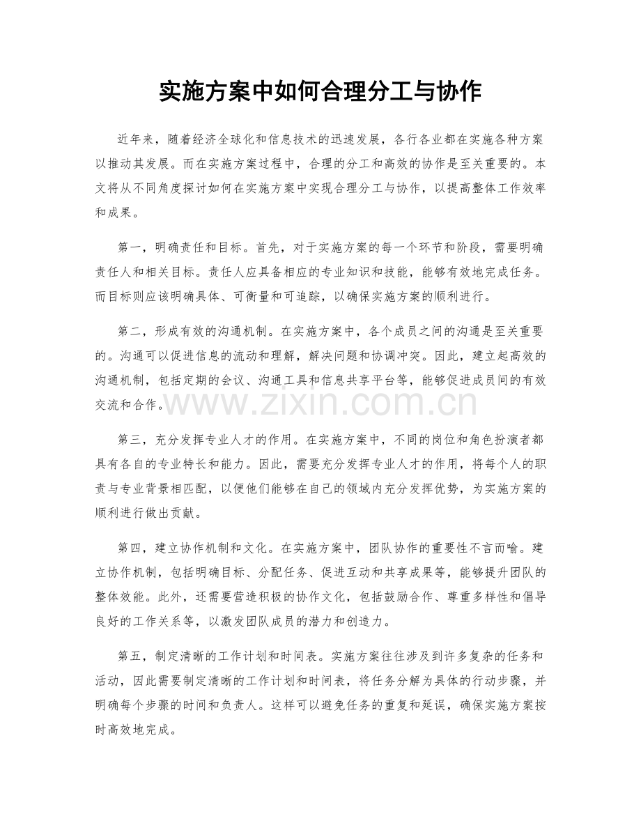 实施方案中如何合理分工与协作.docx_第1页