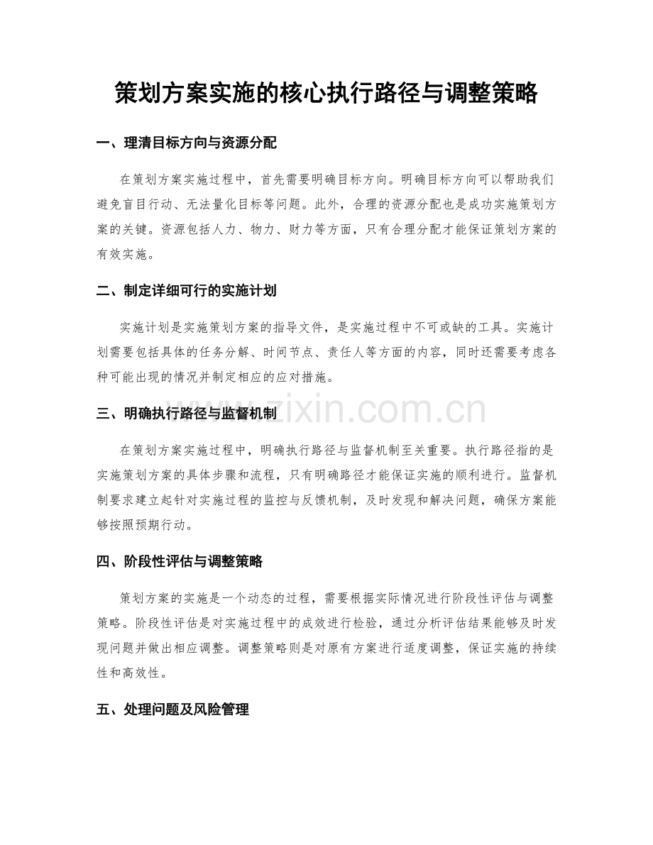 策划方案实施的核心执行路径与调整策略.docx_第1页