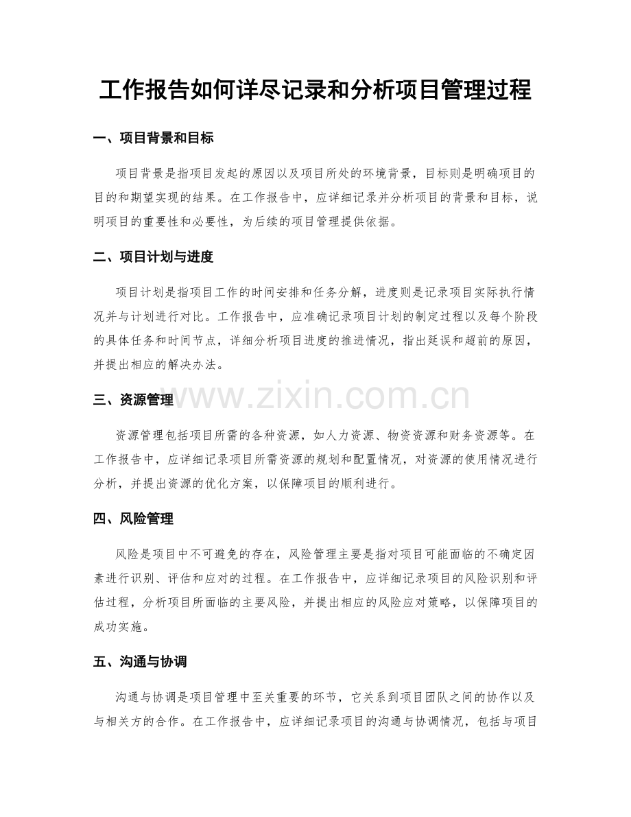 工作报告如何详尽记录和分析项目管理过程.docx_第1页