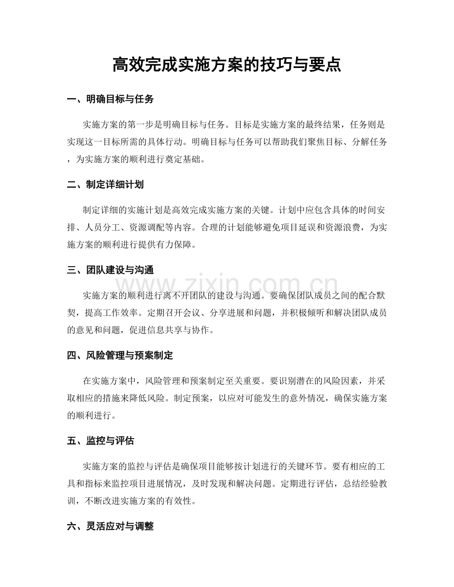 高效完成实施方案的技巧与要点.docx_第1页